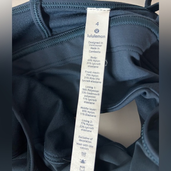 Lululemon Adore Your Core Bra Size 4  Navy Blue Nocturnal Teal - Picture 5 of 6